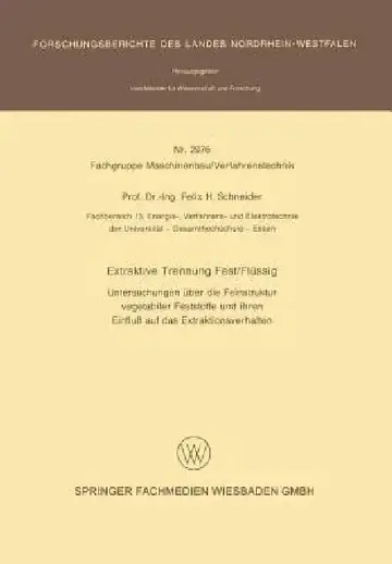Cover of Extraktive Trennung Fest/Flüssig
