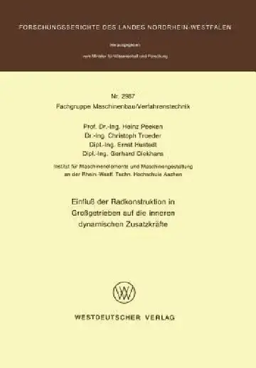 Cover of Einfluß Der Radkonstruktion in Großgetrieben Auf Die Inneren Dynamischen Zusatzkräfte