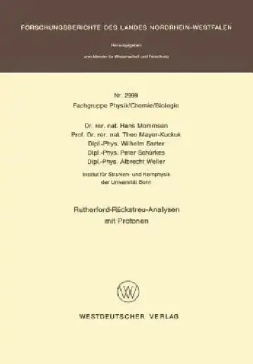 Cover of Rutherford-Rückstreu-Analysen Mit Protonen