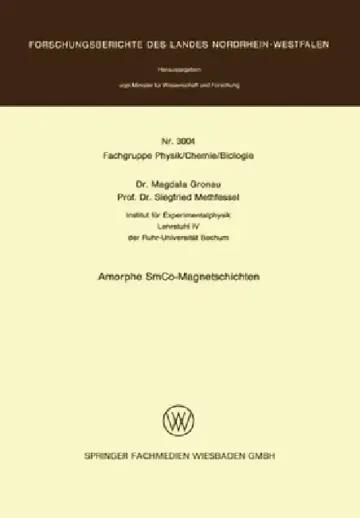 Cover of Amorphe SmCo-Magnetschichten