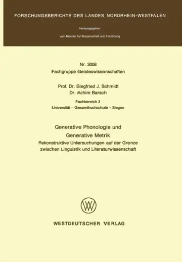 Cover of Generative Phonologie Und Generative Metrik