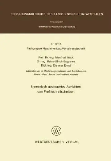 Cover of Numerisch Gesteuertes Abrichten Von Profilschleifscheiben
