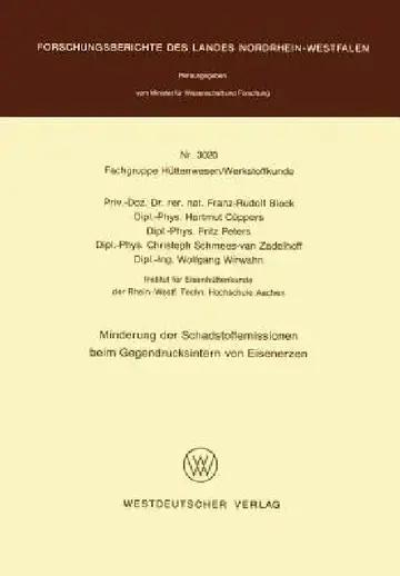 Cover of Minderung Der Schadstoffemissionen Beim Gegendrucksintern Von Eisenerzen