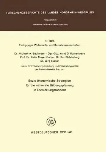 Cover of Sozio-Ökonomische Strategien Für Die Nationale Bildungsplanung in Entwicklungsländern