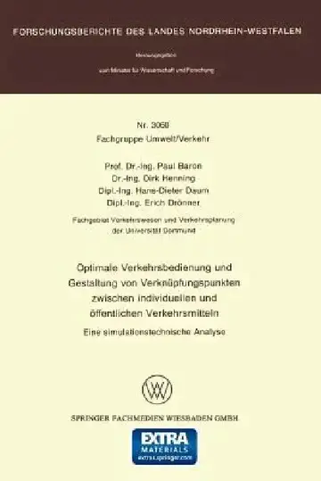 Cover of Optimale Verkehrsbedienung Und Gestaltung Von Verknüpfungspunkten Zwischen Individuellen Und Öffentlichen Verkehrsmitteln