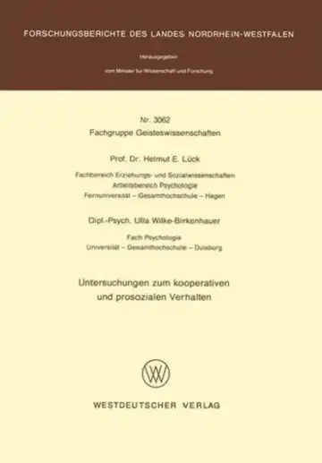 Cover of Untersuchungen Zum Kooperativen Und Prosozialen Verhalten