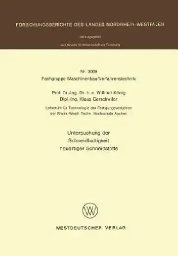 Cover of Untersuchung Der Schneidhaltigkeit Neuartiger Schneidstoffe