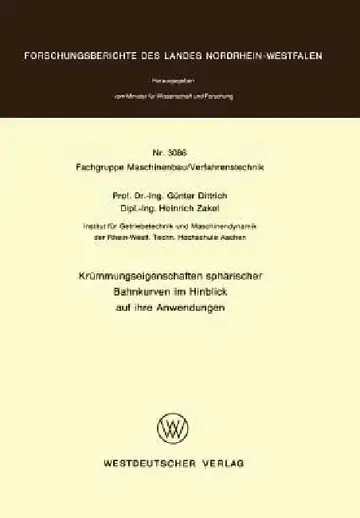 Cover of Krümmungseigenschaften Sphärischer Bahnkurven Im Hinblick Auf Ihre Anwendungen
