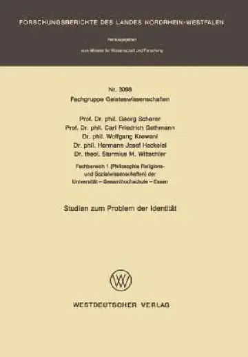 Cover of Studien Zum Problem Der Identität