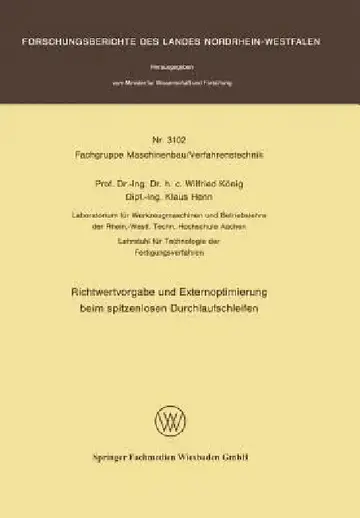 Cover of Richtwertvorgabe Und Externoptimierung Beim Spitzenlosen Durchlaufschleifen