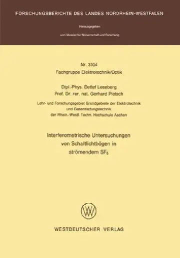 Cover of Interferometrische Untersuchungen von Schaltlichtbögen in strömendem SF6