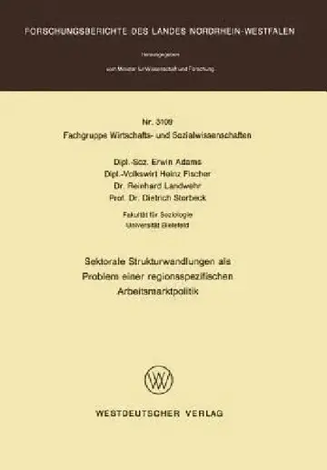 Cover of Sektorale Strukturwandlungen ALS Problem Einer Regionsspezifischen Arbeitsmarktpolitik