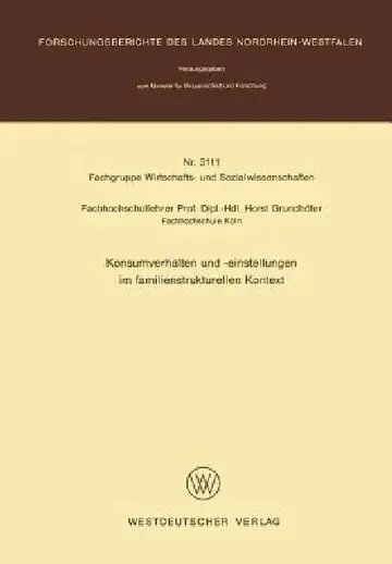 Cover of Konsumverhalten Und -Einstellungen Im Familienstrukturellen Kontext