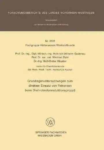 Cover of Grundlagenuntersuchungen Zum Direkten Einsatz Von Feinerzen Beim Drehrohrofenreduktionsprozeß