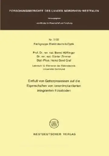 Cover of Einfluß Von Getterprozessen Auf Die Eigenschaften Von Ionenimplantierten Integrierten Fotodioden