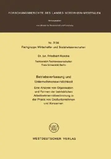 Cover of Betriebsverfassung Und Unternehmenswirklichkeit