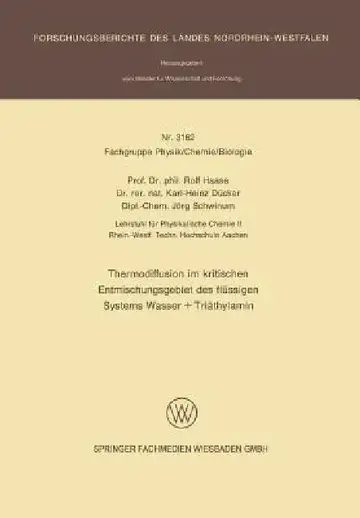 Cover of Thermodiffusion Im Kritischen Entmischungsgebiet Des Flüssigen Systems Wasser + Triäthylamin