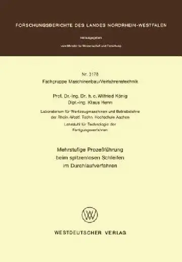 Cover of Mehrstufige Prozeßführung Beim Spitzenlosen Schleifen Im Durchlaufverfahren