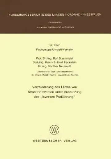 Cover of Verminderung Des Lärms Von Strahltriebwerken Unter Ausnutzung Der 'Inversen Profilierung'