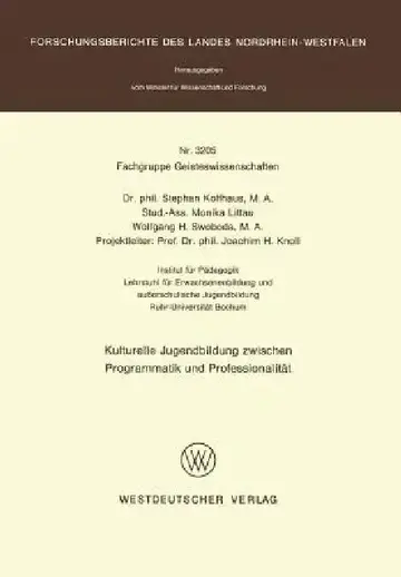 Cover of Kulturelle Jugendbildung Zwischen Programmatik Und Professionalität
