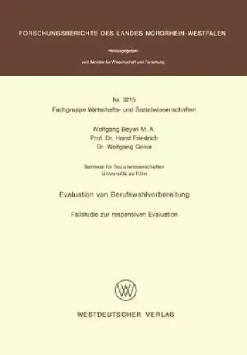 Cover of Evaluation Von Berufswahlvorbereitung