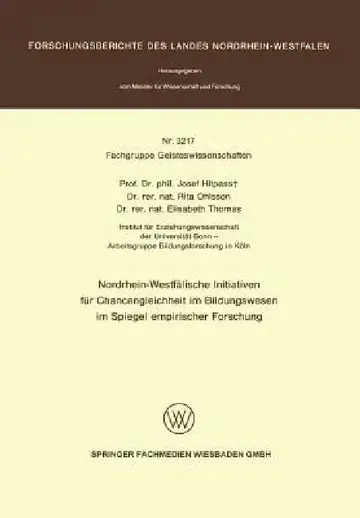 Cover of Nordrhein-Westfälische Initiativen Für Chancengleichheit Im Bildungswesen Im Spiegel Empirischer Forschung