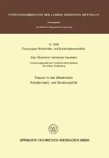 Cover of Frauen in Der Öffentlichen Arbeitsmarkt- Und Strukturpolitik