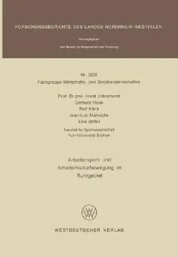 Cover of Arbeitersport- Und Arbeiterkulturbewegung Im Ruhrgebiet