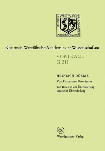 Cover of Von Platon Zum Platonismus Ein Bruch in Der Überlieferung Und Seine Überwindung