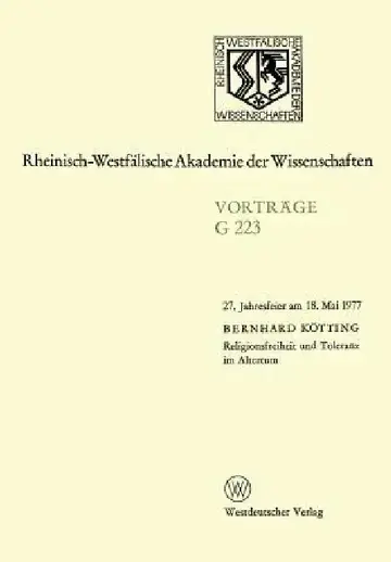 Cover of Religionsfreiheit Und Toleranz Im Altertum