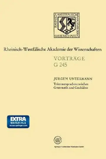 Cover of Trümmersprachen Zwischen Grammatik Und Geschichte