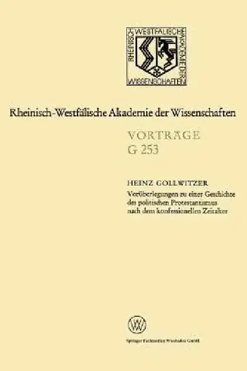 Cover of Voräberlegungen Zu Einer Geschichte Des Politischen Protestantismus Nach Dem Konfessionellen Zeitalter