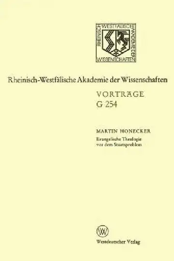 Cover of Evangelische Theologie VOR Dem Staatsproblem
