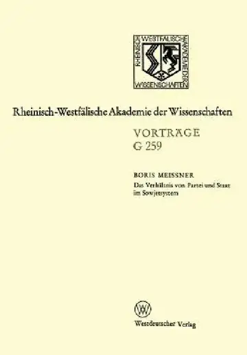 Cover of Das Verhältnis Von Partei Und Staat Im Sowjetsystem