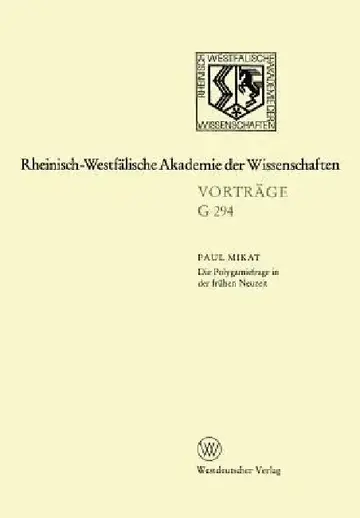 Cover of Die Polygamiefrage in Der Frühen Neuzeit