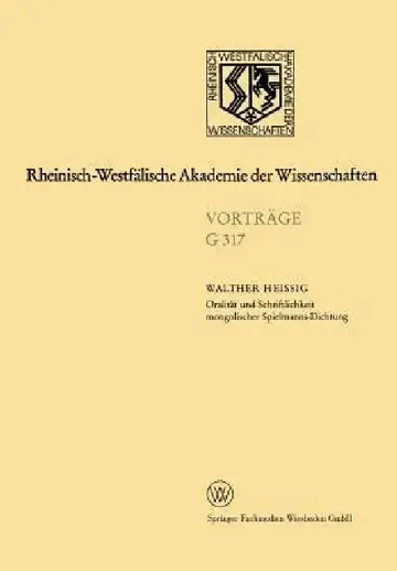 Cover of Oralität Und Schriftlichkeit Mongolischer Spielmanns-Dichtung