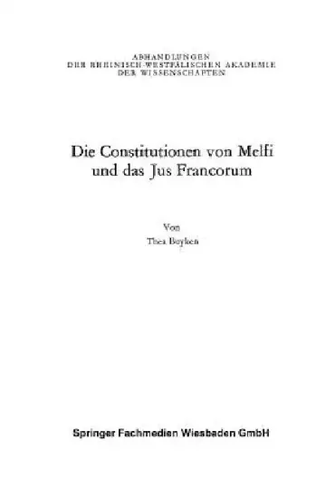 Cover of Die Constitutionen Von Melfi Und Das Jus Francorum