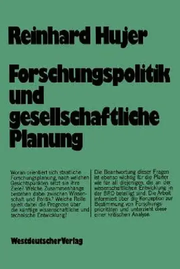 Cover of Forschungspolitik Und Gesellschaftliche Planung