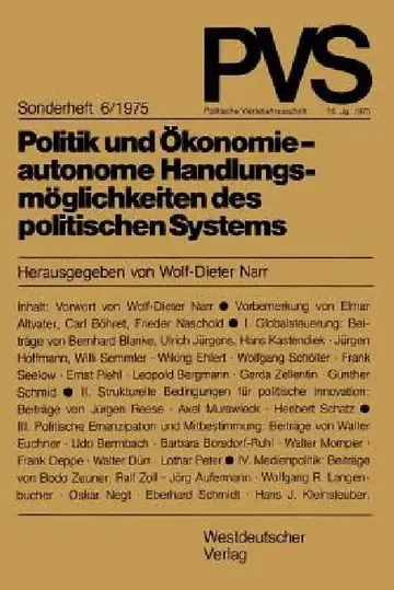 Cover of Politik Und Ökonomie -- Autonome Handlungsmöglichkeiten Des Politischen Systems