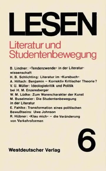 Cover of Literatur Und Studentenbewegung
