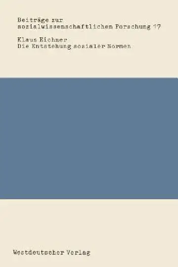Cover of Die Entstehung Sozialer Normen