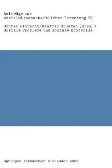 Cover of Soziale Probleme Und Soziale Kontrolle