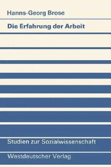 Cover of Die Erfahrung Der Arbeit