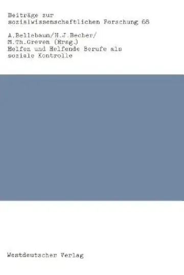 Cover of Helfen Und Helfende Berufe ALS Soziale Kontrolle