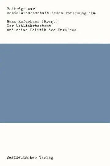 Cover of Der Wohlfahrtsstaat Und Seine Politik Des Strafens
