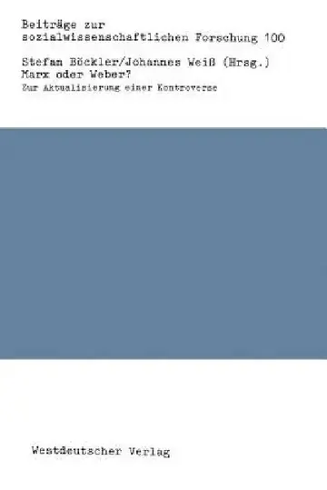 Cover of Marx Oder Weber?