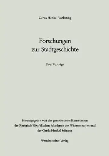 Cover of Forschungen Zur Stadtgeschichte