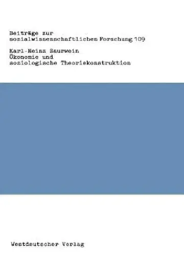 Cover of Ökonomie Und Soziologische Theoriekonstruktion