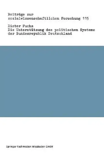 Cover of Die Unterstützung Des Politischen Systems Der Bundesrepublik Deutschland