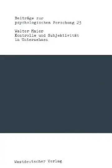 Cover of Kontrolle Und Subjektivität in Unternehmen